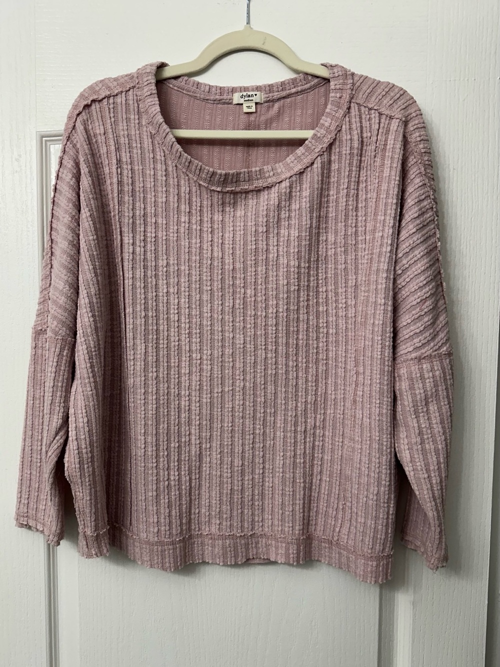 dylan Dusty Rose Ribbed Relaxed Knit Top